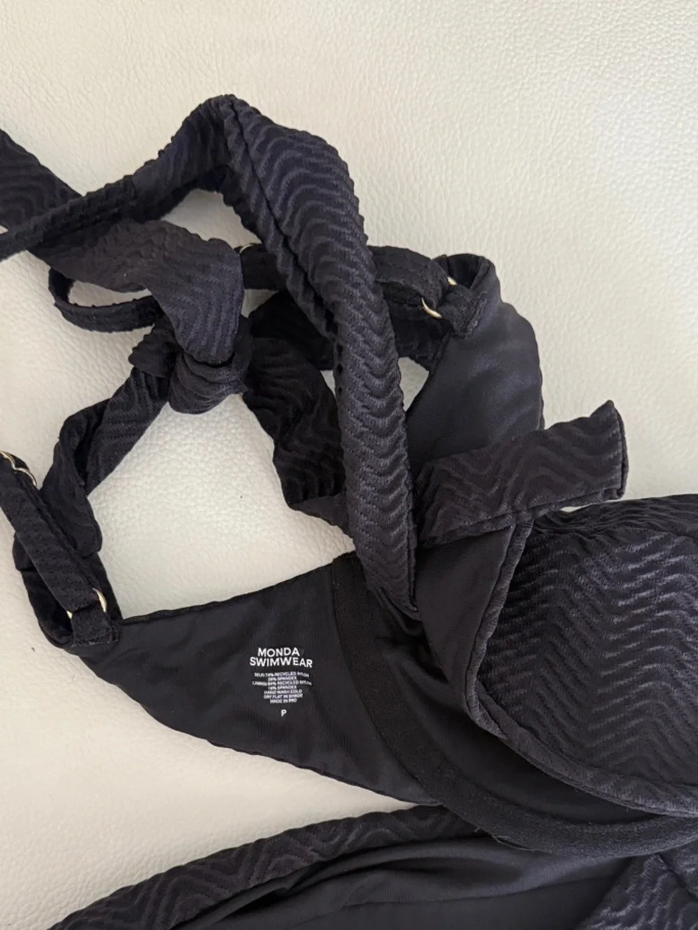 MONDAY SWIM SET Black Textured Bikini Set with Ring Accent - Women Swim